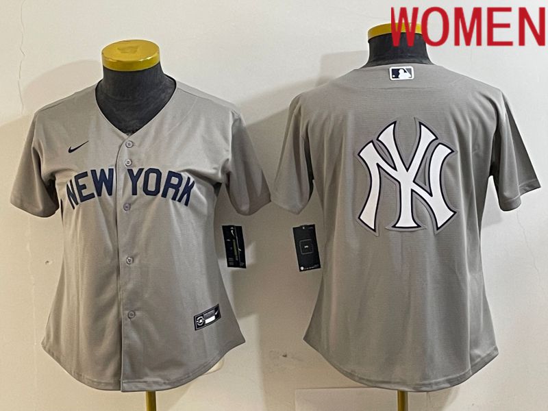 Women New York Yankees Blank Grey Nike Game 2024 MLB Jersey style 2